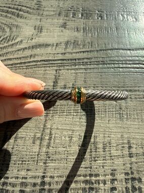 David yurman single station emerald bracelet 14k gold and silver